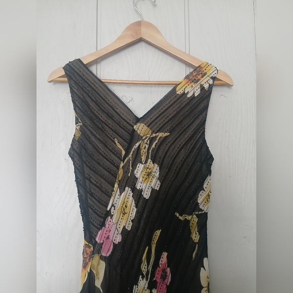 Vintage silk asymmetrical floral beaded dress Adrianna size M *see Measurement - Picture 4 of 8